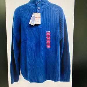 Eddie Bauer Mens Quarter Button Medieval Blue Sweater